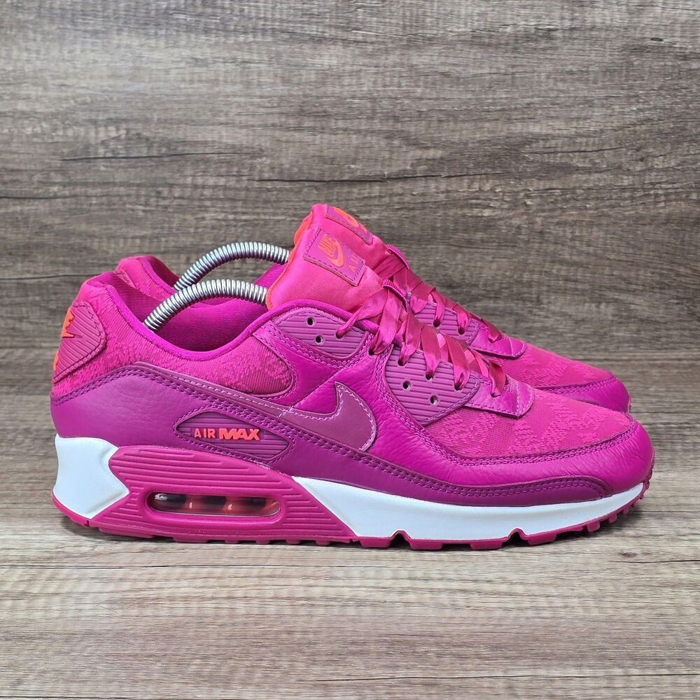 Nike Air Max 90 Women’s Size 12 Fuchsia Pink White Sneakers (DQ7783-600)